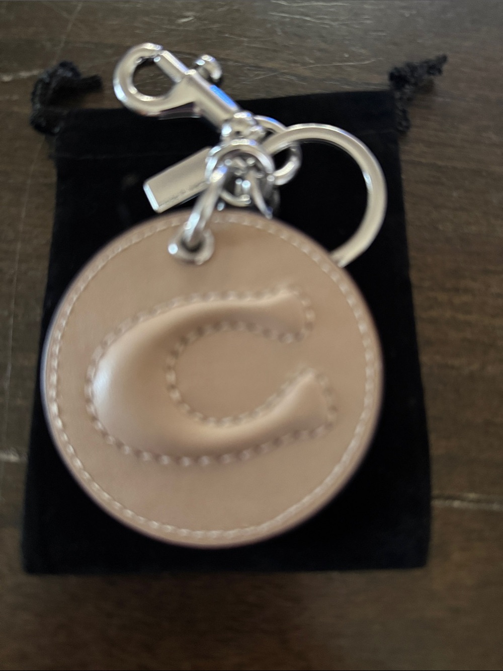 Coach Leather 'C' Logo Keyring Keychain/Mirror